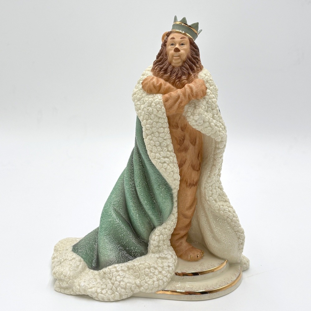 Lenox Cowardly Lion Figurine 8.5" Wizard of Oz Porcelain 24K Gold Retired Rare